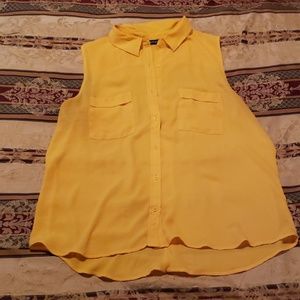 Yellow Sheer Sleeveless Blouse